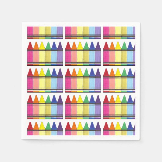 Rainbow Crayons Artist Art Class Birthday Party Serviette (Vorderseite)