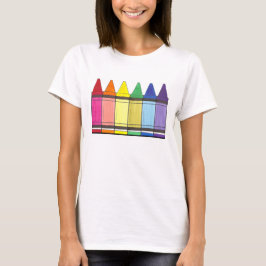 Rainbow Crayons Artist Art Supplier Teacher Pride T-Shirt