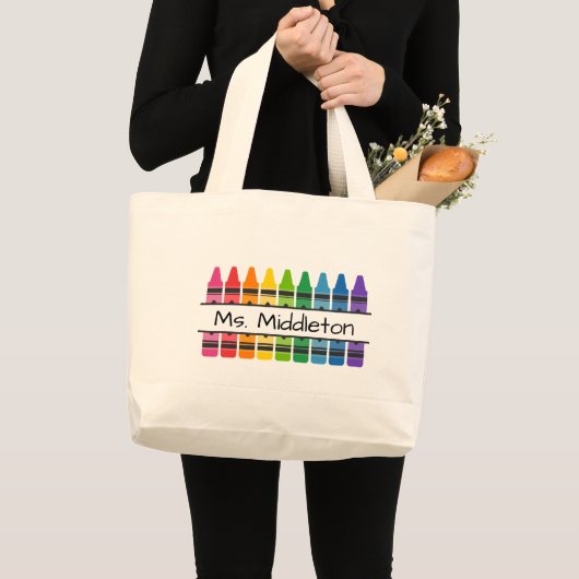 Rainbow Crayons des Lehrers Personalisiert Jumbo Stoffbeutel (Vorderseite (Produkt))