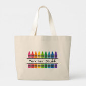 Rainbow Crayons des Lehrers Personalisiert Jumbo Stoffbeutel (Rückseite)