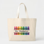 Rainbow Crayons des Lehrers Personalisiert Jumbo Stoffbeutel (Vorne)