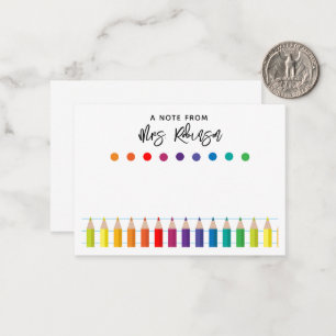 Rainbow Crayons Kindergarten Lehrer Mitteilungskarte