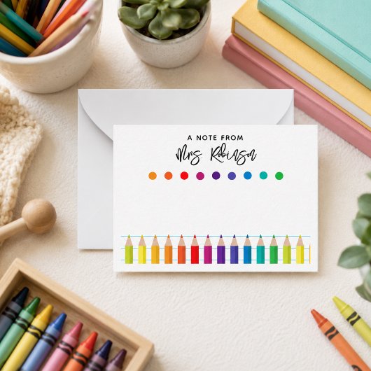 Rainbow Crayons Kindergarten Lehrer Mitteilungskarte