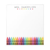 Rainbow Crayons | Kindergarten Lehrer Notepad Notizblock (Vorderseite)