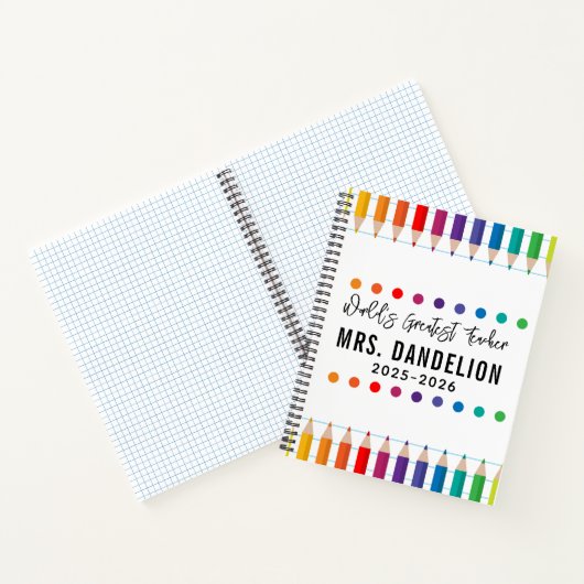 Rainbow Crayons Kindergarten Lehrer Notizblock (Innenseite)