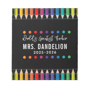 Rainbow Crayons Kindergarten Lehrer Notizblock