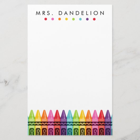 Rainbow Crayons | Kindergartenlehrer Briefpapier (Vorderseite)