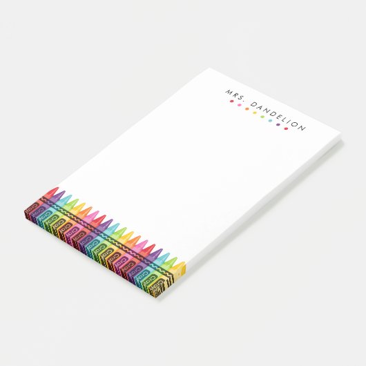 Rainbow Crayons | Kindergartenlehrer Post-it Klebezettel (angewinkelt)
