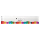 Rainbow Crayons Lehrer Name Grade Namensplakette (Vorderseite)