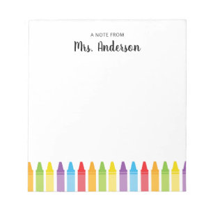 Rainbow Crayons Lehreraufwertung Notepad Notizblock