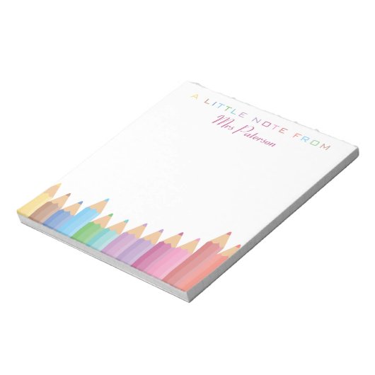 Rainbow Crayons Lehrerin Wertschätzung Niedliche F Notizblock (Rotiert)