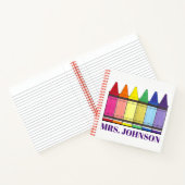 Rainbow Crayons Personalisiert School Art Teacher Notizbuch (Innenseite)