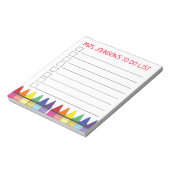 Rainbow Crayons Personalisiert Teacher to Do List Notizblock (Rotiert)
