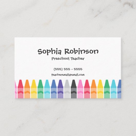 Rainbow Crayons Preschool Elementarlehrer Visitenkarte (Vorderseite)