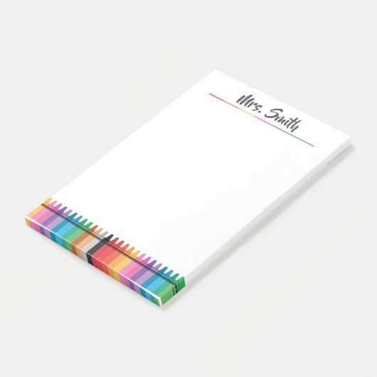 Rainbow Crayons Preschool Teacher Notepad Post-it Klebezettel (angewinkelt)