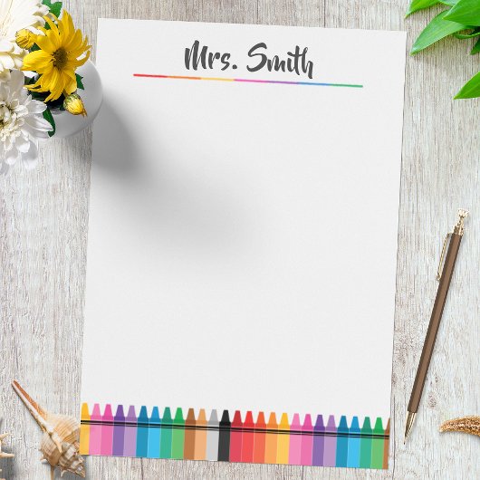 Rainbow Crayons Preschool Teacher Notepad Post-it Klebezettel