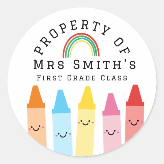 Rainbow Crayons Property Of Classroom Sticker Rain (Vorderseite)