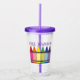 Rainbow Crayons School Art Teacher Bildung Acryltrinkbecher