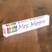 Rainbow Crayons School Art Teacher Bildung Namensplakette (Seite)