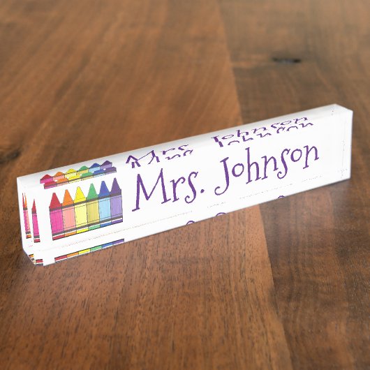 Rainbow Crayons School Art Teacher Bildung Namensplakette (Seite)