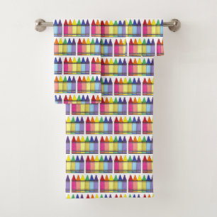Rainbow Crayons School Art Teacher Coloring Prix Badhandtuch Set
