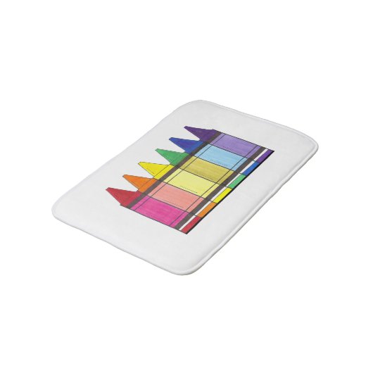 Rainbow Crayons School Teacher Art versorgt Pride Badematte (Schrägansicht)