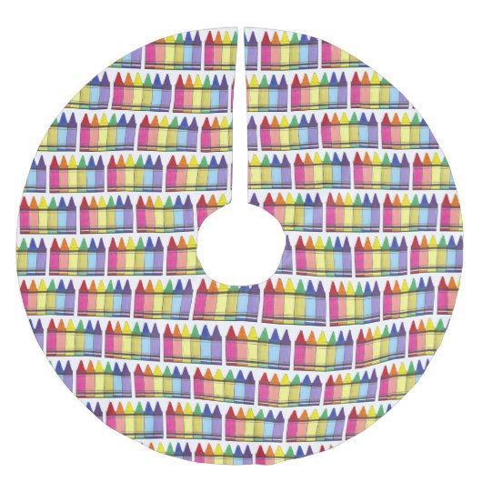 Rainbow Crayons School Teacher Art versorgt Pride Polyester Weihnachtsbaumdecke (Vorderseite)