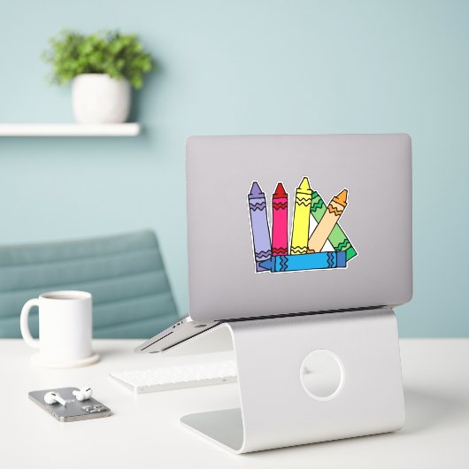 Rainbow Crayons Sticker (Laptop auf Schreibtisch)