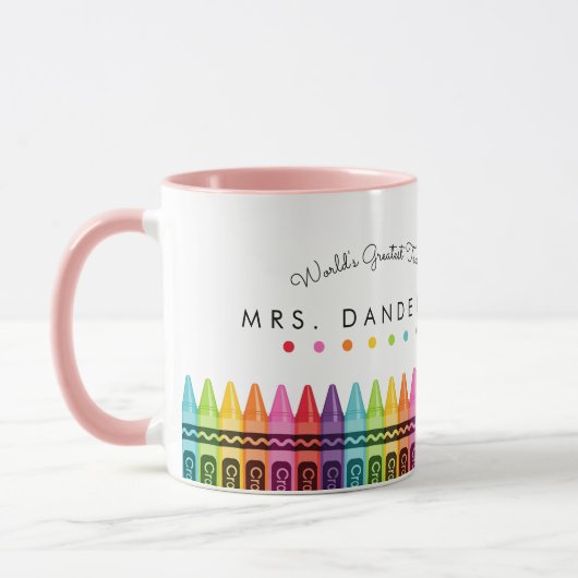 Rainbow Crayons Weltbest Teacher Coffee Tasse (Links)