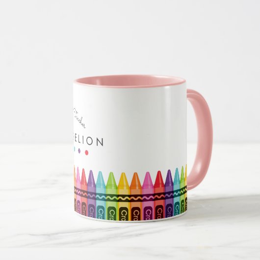 Rainbow Crayons Weltbest Teacher Coffee Tasse (VorderseiteRechts)