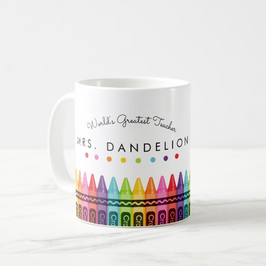 Rainbow Crayons Weltbest Teacher Coffee Tasse (Vorderseite Links)