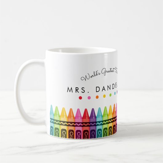 Rainbow Crayons Weltbest Teacher Coffee Tasse (Links)