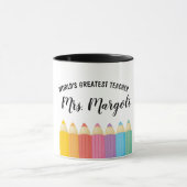 Rainbow Crayons Weltbest Teacher Tasse (Zentrum)