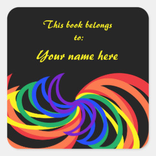 Rainbow Crescent Abstrakt Colors Buchzeichen Quadratischer Aufkleber