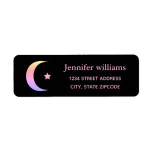Rainbow Crescent Moon und Star Address Label