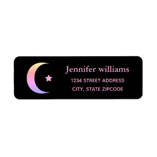 Rainbow Crescent Moon und Star Address Label