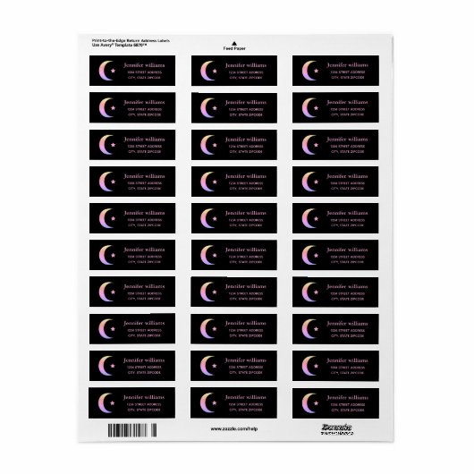 Rainbow Crescent Moon und Star Address Label (Vorne)