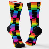 Rainbow-Crew-Socken mit Kariertem Schwarz-Style-De Socken (Gewinkelt)
