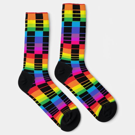 Rainbow-Crew-Socken mit Kariertem Schwarz-Style-De Socken (Rechts)