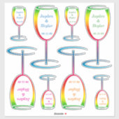 [Rainbow Crinkle Wedding] Champagnerglas Vinyl Aufkleber (Blatt)