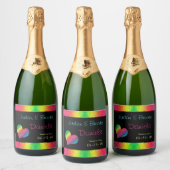 [Rainbow Crinkle Wedding] Heart Butterfly Black Schaumweinetikett (Flaschen)