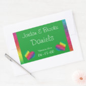 [Rainbow Crinkle Wedding] Heart Butterfly Green Rechteckiger Aufkleber (Umschlag)