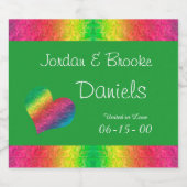 [Rainbow Crinkle Wedding] Heart Butterfly Green Schaumweinetikett (Einzelnes Label)