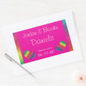[Rainbow Crinkle Wedding] Heart Butterfly Pink Rechteckiger Aufkleber (Umschlag)