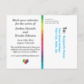 [Rainbow Crinkle Wedding] Hearts Postcard Blue Ankündigungspostkarte (Rückseite)