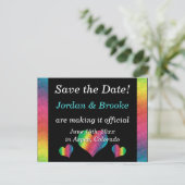 [Rainbow Crinkle Wedding] Herz Postcard Black Ankündigungspostkarte (Stehend Vorderseite)
