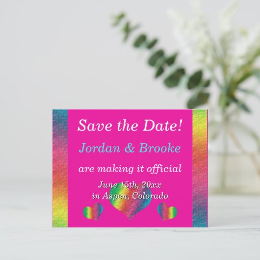 [Rainbow Crinkle Wedding] Herz Postkarte Rosa (Stehend Vorderseite)