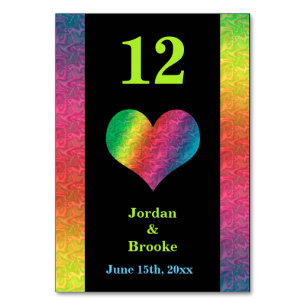 [Rainbow Crinkle Wedding] Herzmenü Bar Menu Black Tischnummer