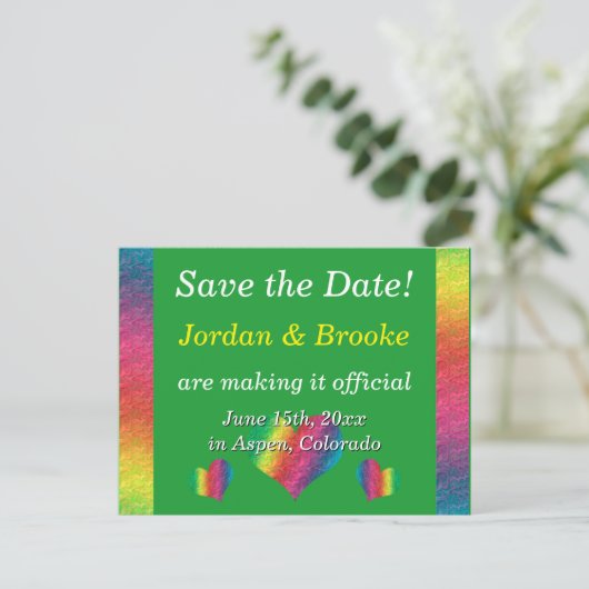 [Rainbow Crinkle Wedding] Hörnchen Grüne Postkarte (Stehend Vorderseite)