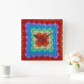 Rainbow Crochet Granny Square Quadratische Wanduhr (Zuhause)